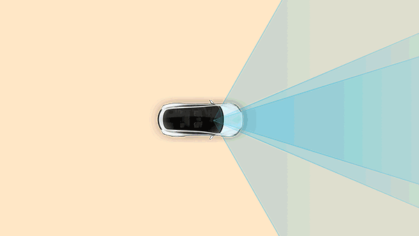 Animation showing Tesla car's vision system