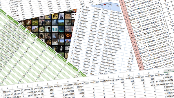 Series of spreadsheets with different data