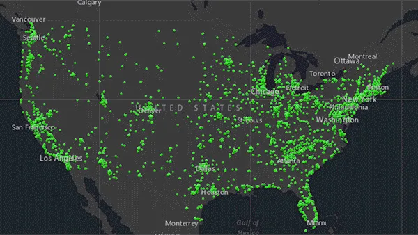 US map with locations of Planned Parenthood