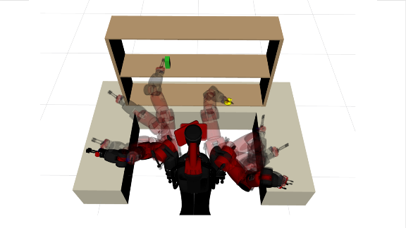 Composite image of the Baxter executing a pickand-place task with manually controlled grasp