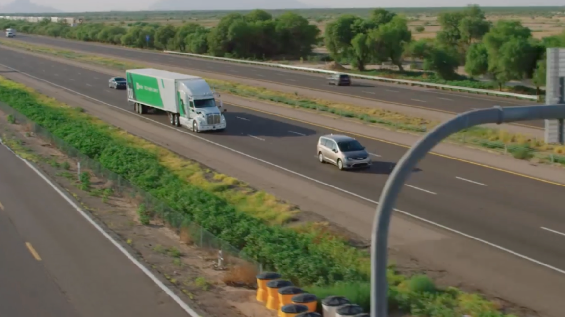 Autonomous truck on a highway