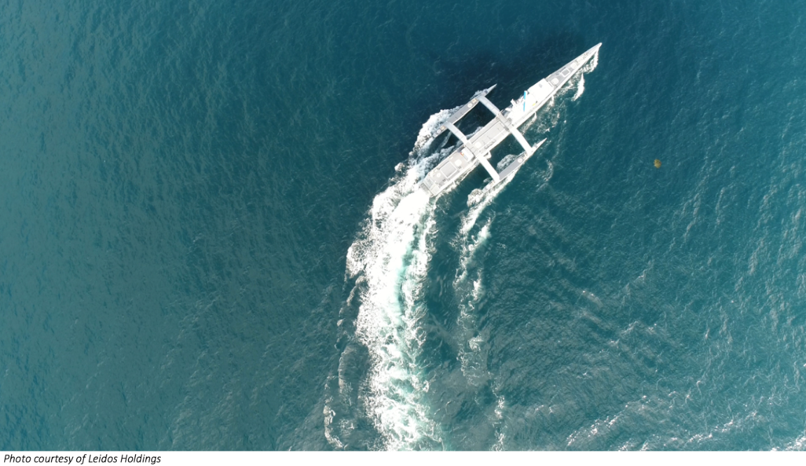 Autonomous U.S. Navy warship prototype in the sea