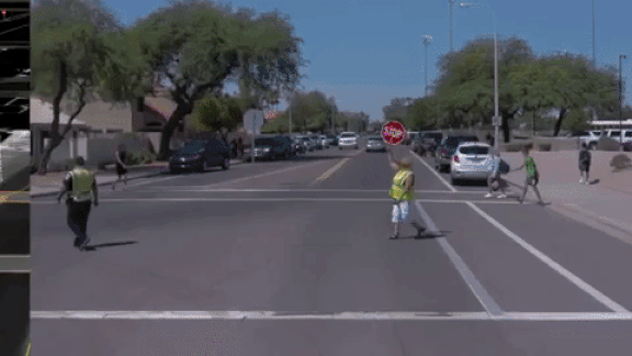 Detection of pedestrians and a person holding a "stop" sign