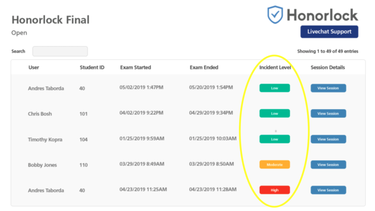 Capture of Honorlock, an AI-powered software designed to catch students who cheat on academic examinations