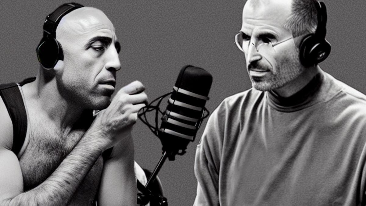 AI-generated image of Joe Rogan interviewing Steve Jobs