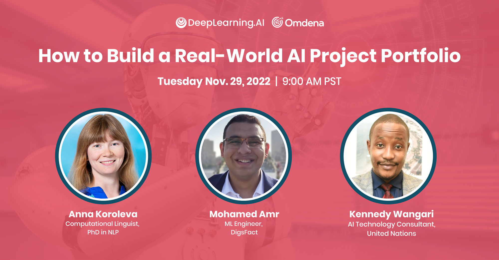 Banner ad for upcoming event: "How to build a real-world AI project portfolio"