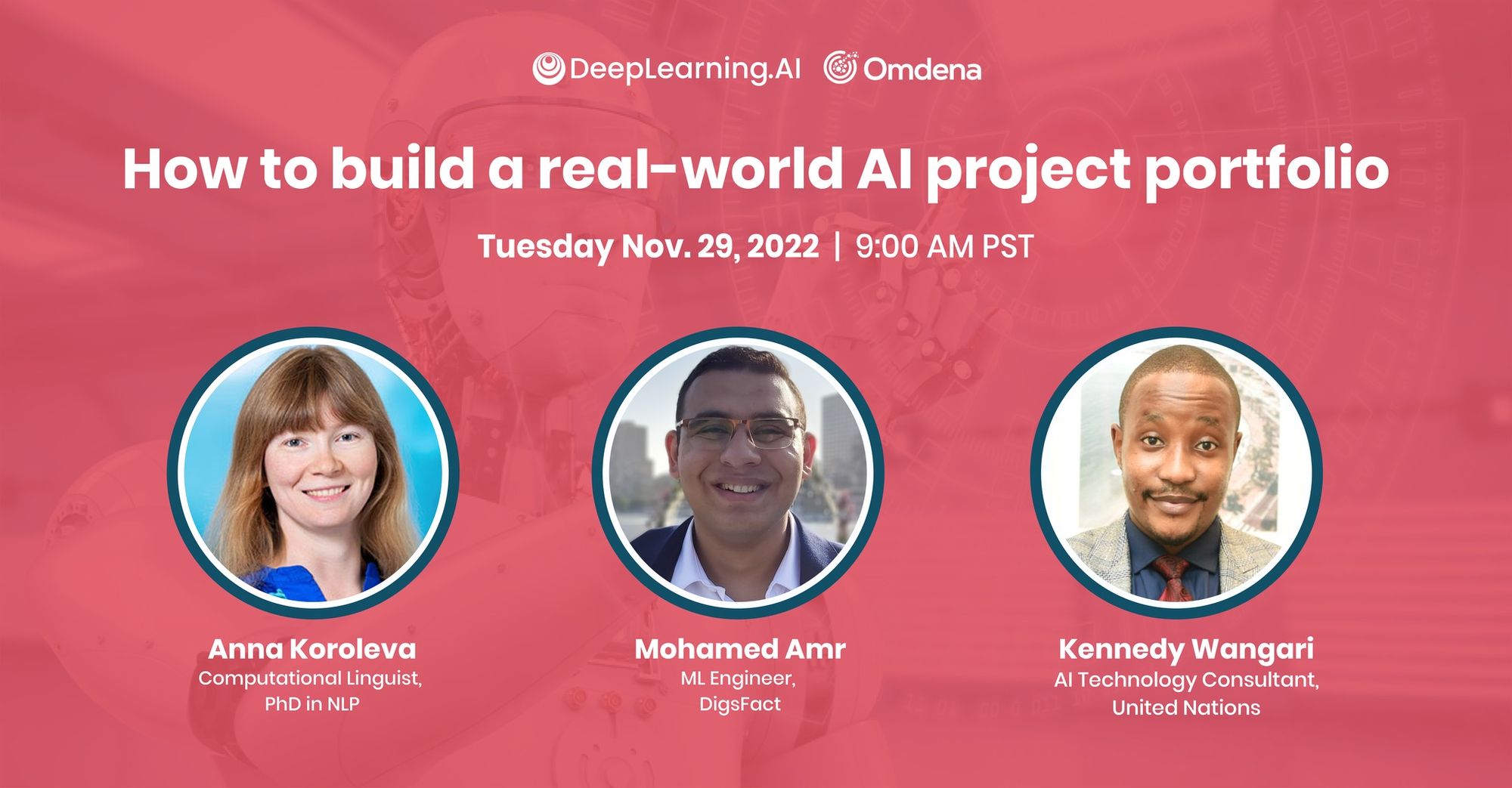 Banner ad for upcoming panel discussion "How to build a real-world AI project portfolio"
