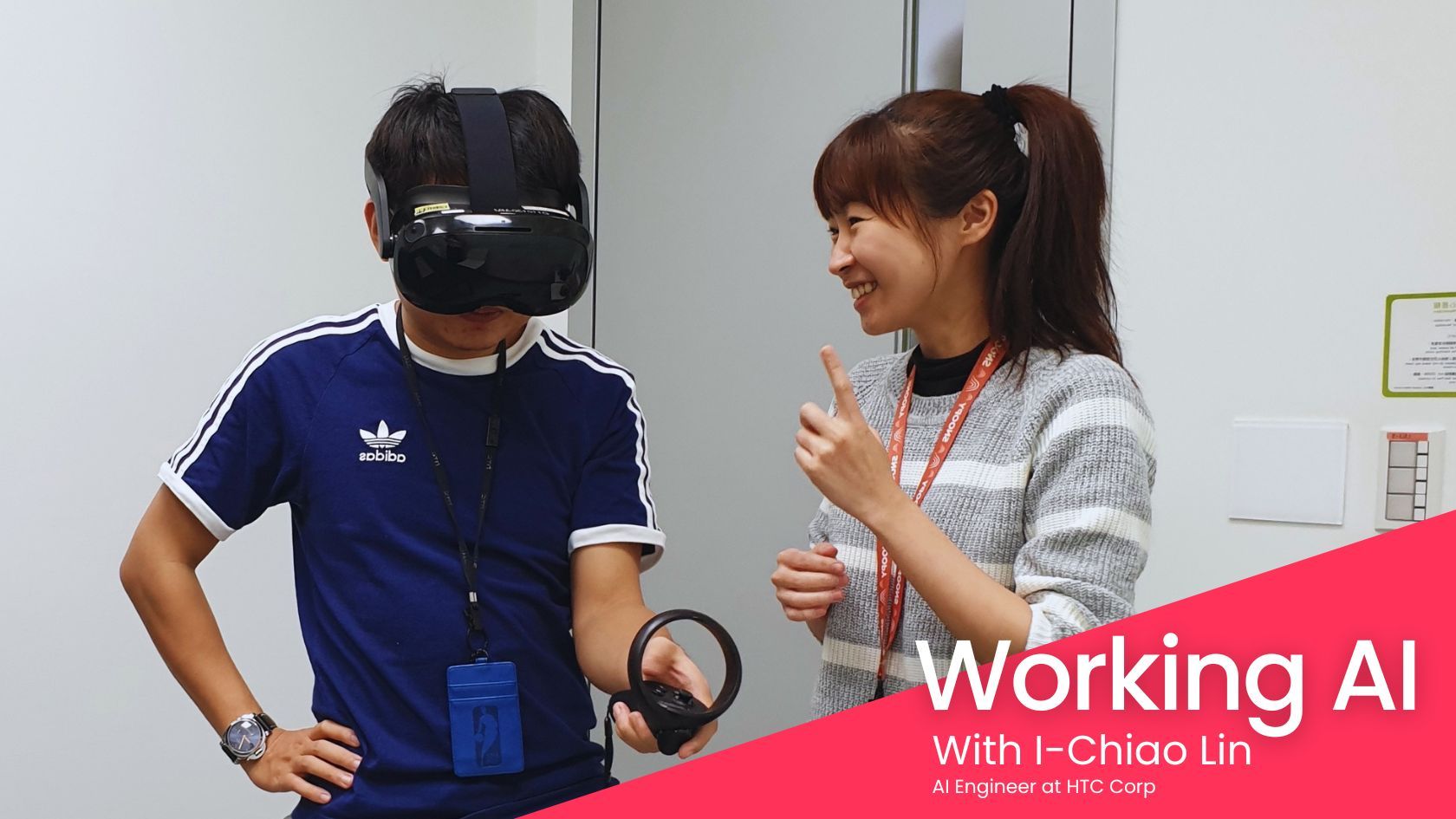 I-Chiao Lin pictured with another person using a VR headset