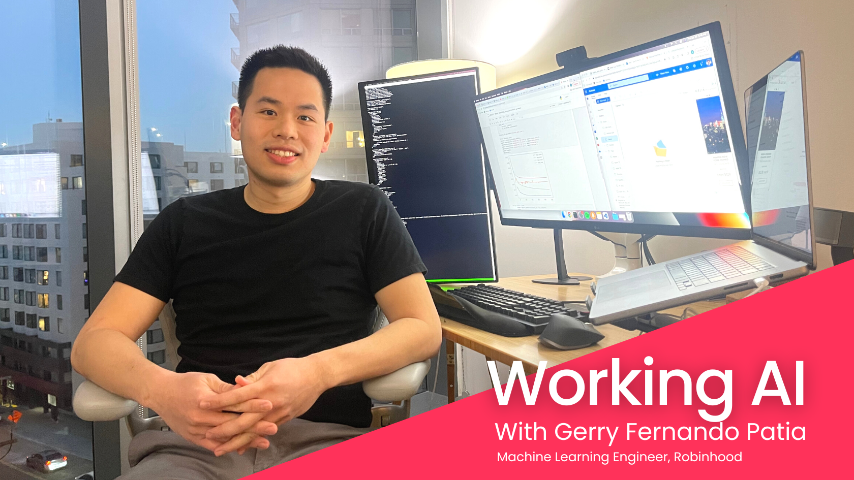 Machine Learning Engineer Gerry Patia sitting on his desk
