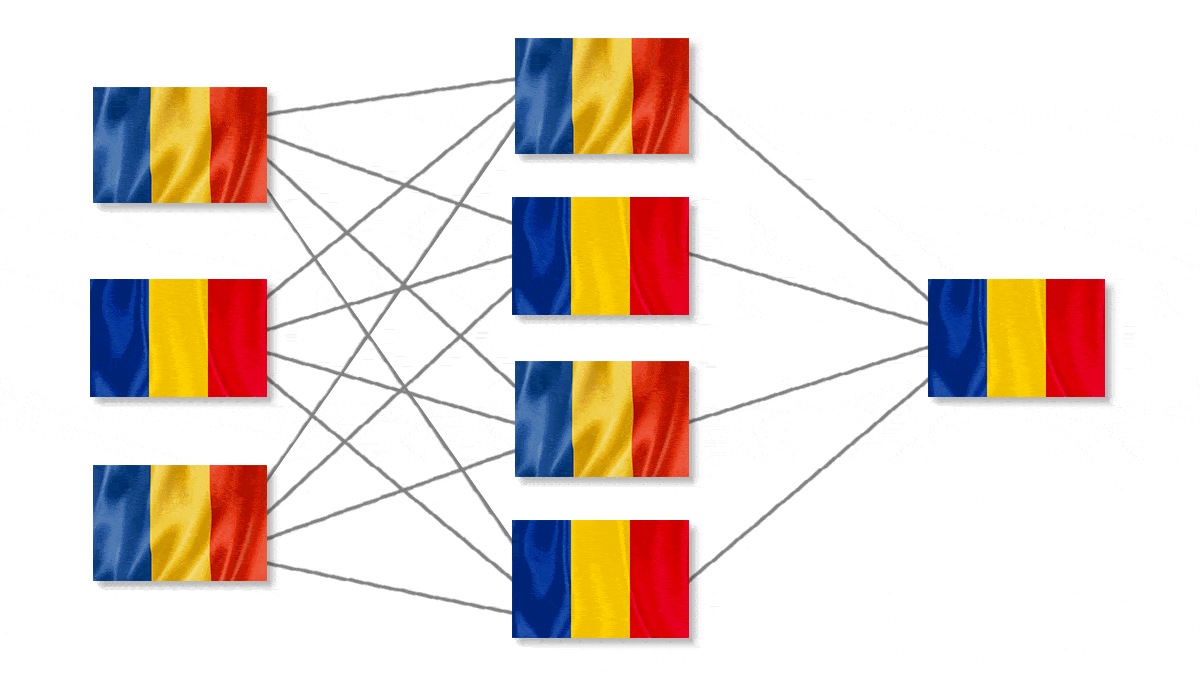 Romania's flags as a neural network
