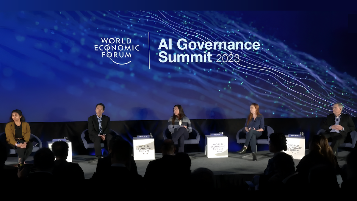 Guest panel, including Andrew Ng, at the AI Governance Summit 2023 by the World Economic Forum
