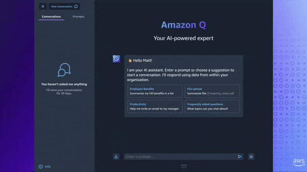 Demo of Q, Amazon's enterprise chatbot