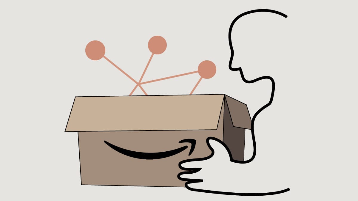 Illustration of a person holding a box with network nodes emerging from it.