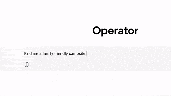 AI assistant processes ‘Find me a family-friendly campsite’ and suggests options.