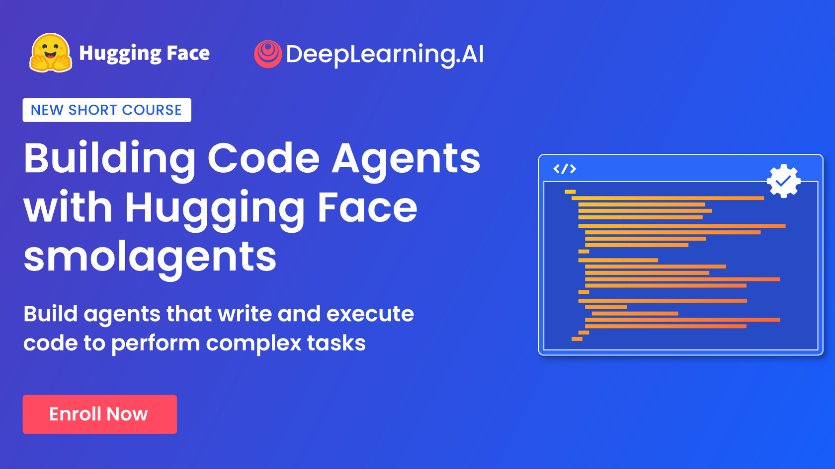 Promo banner for "Building Code Agents with Hugging Face smolagents"